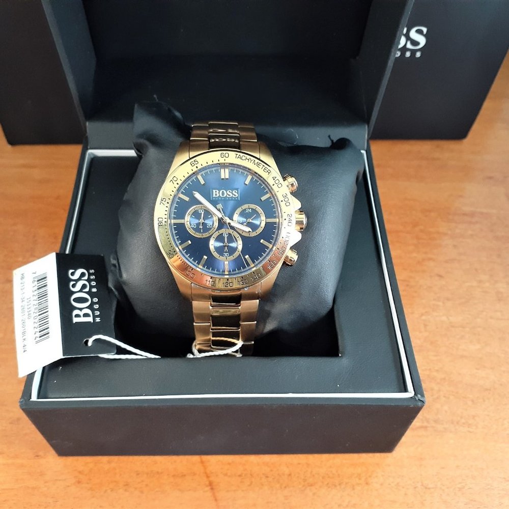 HUGO BOSS Ikon Gold Blue Dial Chronograph Men's Watch
